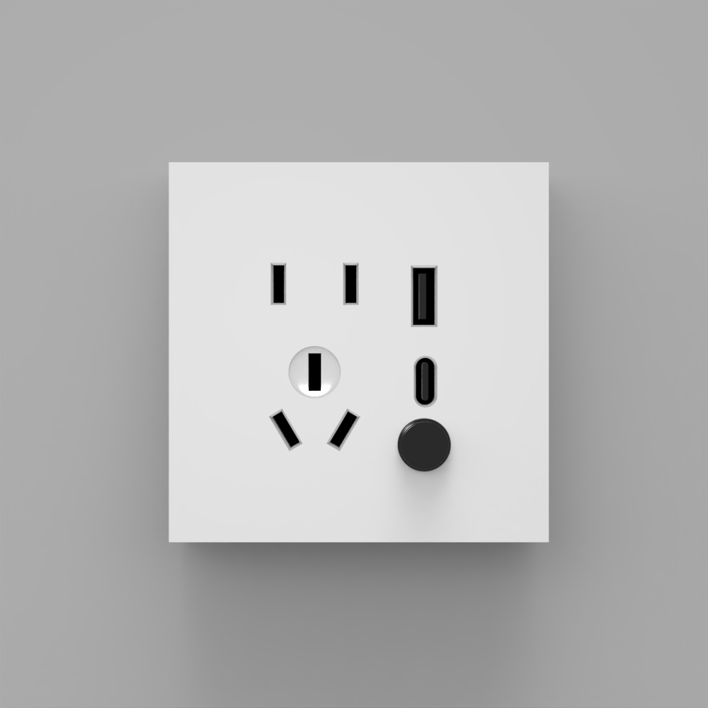 插座-塑料-一开五孔USB