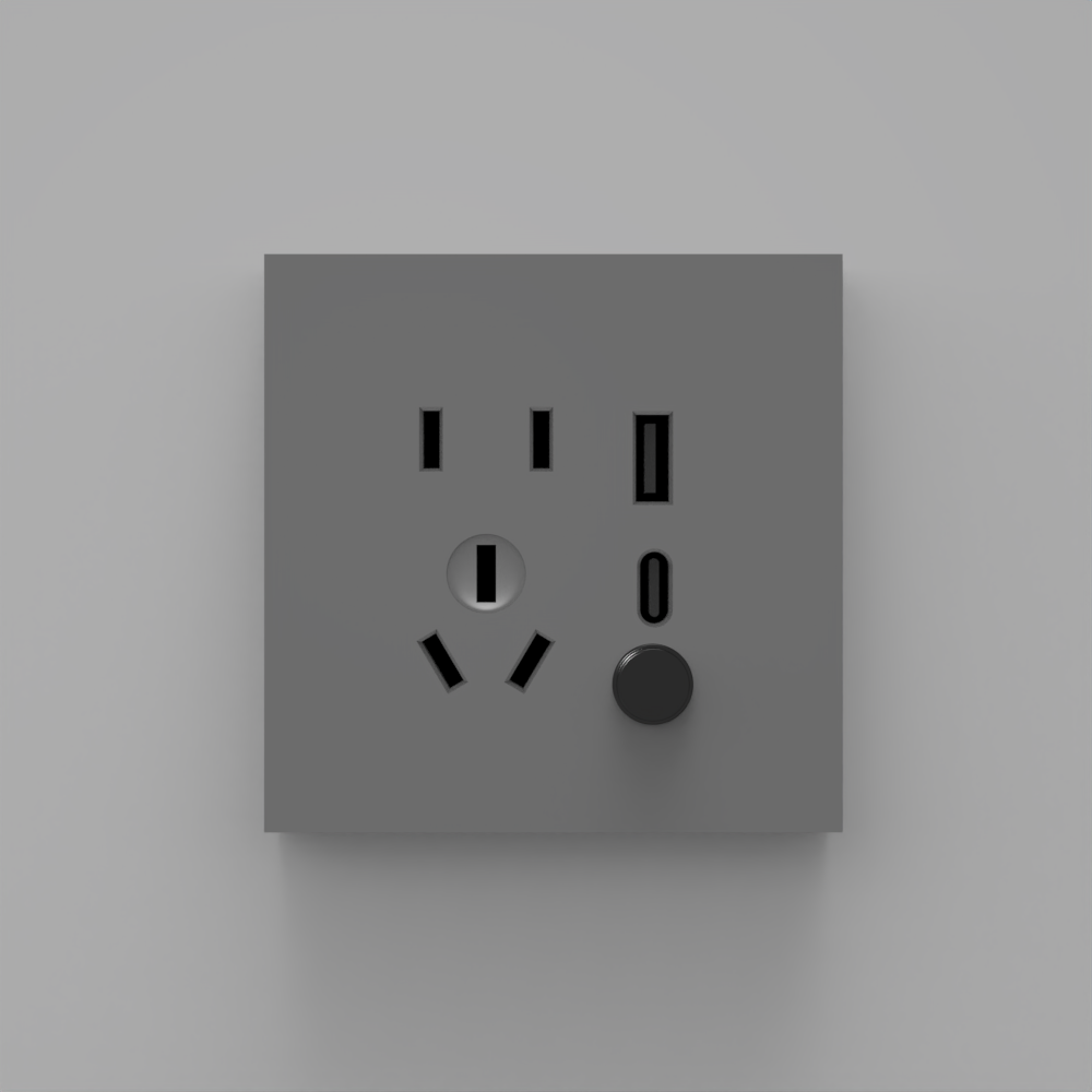 插座-肤感-一开五孔USB